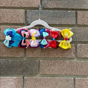 Disney Multicolor Stacked Bow Hair Clip Set - Blue, Pink, Red, Yellow